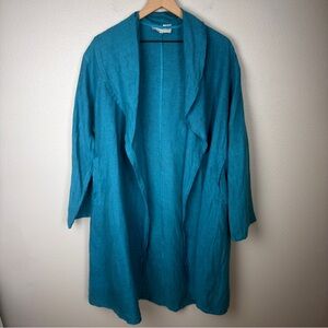 Bryn Walker Open Front Lagenlook Long Linen Cardigan